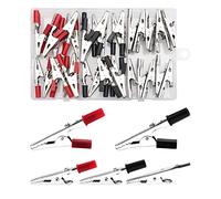 VooGenzek 55 di 5 Stili Morsetti a Coccodrillo, Coccodrillo Clip per Test in Metallo, per Test Elettrici di Laboratorio e Cavo Clip, con Batteria Clip di isolamento (Rosso Nero)