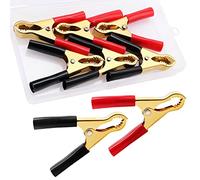 VooGenzek 6 Pezzi 50A Cip a Coccodrillo, Pinze per Cavi Batteria, Morsetti a Coccodrillo in Rame, Morsetti a Coccodrillo Isolati, per Cavi Batteria Auto (80 mm, Rosso + Nero)