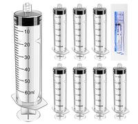 VooGenzek 8 Pezzi 60ml Strumento di Misurazione del Liquido, Tubo Multiuso di Plastica, per Laboratori Industriali, Erogazione di Liquidi e Irrigazione, in Involucro Individuale