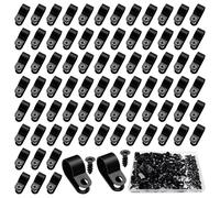 VooGenzek 80 Pezzi 13.2mm (1/2 Pollice) R-tipo Cavo Clip Fascetta, Morsetti per Cavi in Nylon Tipo R con 80 Pezzi Viti, per la Gestione dei Fili (Nero)