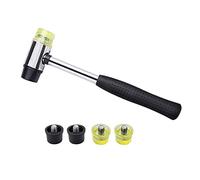 VooGenzek Martello a Doppia Faccia, 25mm con Doppia Testa Intercambiabile, Manico in Gomma Antiscivolo, 4 Teste di Ricambio in Nylon, per Artigianato in Pelle, Gioielli