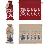 Vookkp 12pcs Regalo Natale Accessori Buste per Vino Confezioni Vino Sacchetti Borse Natalizie Vino per la Casa, la Cena, le Feste, Decorazione da Tavolo