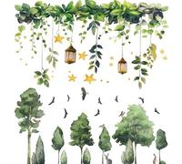 Vookkp Adesivi Murali Piante Verdi Foresta Adesivi Murali Camera da Letto Stickers Bambini Attacca Stacca Rimovibile per Soggiorno Camera da Letto Corridoio Bagno Decorazione Della Parete