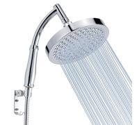 Voolan Soffione a Pioggia con Braccio Doccia a Mano, Soffioni Doccia ad Alta Pressione con Finitura Cromata di Lusso, Soffione a Cascata Rotondo da 15cm con Braccio di Estensione e Kit di Supporto