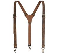 Voolup Bretelle in vera pelle da uomo resistenti con clip forti, bretelle in pelle per uomo, Marrone rustico., Prossoefinito