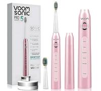 Voom Sonic Pro 5 Rechargeable Electronic Toothbrush With Soft Dupont Nylon Bristles Dentist Recommended Advanced Oral Care 2-Minute Timer with Quadrant Pacing & 5 Adjustable Speeds - Pink