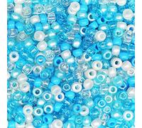 VOOMOLOVE 1000 perline blu miste pony, 6 x 9 mm, perline in plastica per gioielli fai da te, bracciali, trecce per capelli e artigianato, destinate solo per uso artigianale per adulti (mix blu)