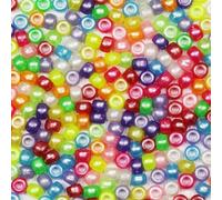 VOOMOLOVE 1000 perline colorate per pony, bracciali, perline per trecce per capelli, perline per artigianato, perline in plastica, perline per capelli per trecce, 6 x 9 mm (colori perla)
