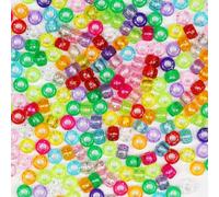 VOOMOLOVE 1000 perline glitterate per pony, bracciali, perline per trecce per capelli, perline per artigianato, perline in plastica, perline per capelli per trecce, 6 x 9 mm (perline glitterate)