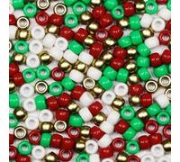 VOOMOLOVE 1000 perline natalizie colorate, per bracciali, trecce, per capelli, artigianato, perline in plastica, per trecce, 6 x 9 mm (colore natalizio