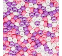 VOOMOLOVE 1000 perline pony, bianche, rosa, viola, per bracciali, trecce per capelli, perline per artigianato, perline in plastica, perline per capelli per trecce, 6 x 9 mm (bianco/rosa/viola