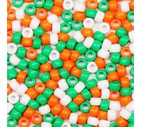 VOOMOLOVE 1000 perline pony, colore bianco/arancione/verde, perline per braccialetti, perline per trecce per capelli, per artigianato, perline in plastica, per trecce, 6 x 9 mm (bianco/arancione/verde
