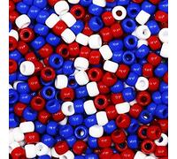 VOOMOLOVE 1000 perline pony, colore rosso/bianco/blu, perfette per trecce di capelli, artigianato e creazione di gioielli, 6 x 9 mm