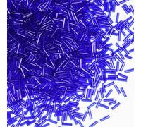VOOMOLOVE 2420 perline tubolari da 80 g, in vetro, 6 mm, blu reale trasparente