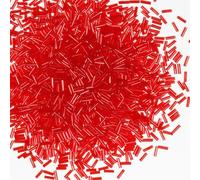 VOOMOLOVE 2420 perline tubolari da 80 g, perline in vetro, lunghezza 6 mm, rosso trasparente