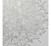 VOOMOLOVE 2420 perline tubolari da 80 g, perline in vetro, perle bianche, lunghezza 6 mm, forma cilindrica, perfette per la creazione di gioielli