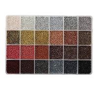 VOOMOLOVE Perline di vetro 12/0 Circa 15600 pezzi 24 colori 2 mm Kit perline sfuse per braccialetti con scatola di plastica a 24 griglie per la creazione di gioielli