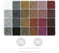 VOOMOLOVE Perline di vetro 12/0, circa 15800 pezzi, 24 colori, 2 mm, kit di perline sfuse per la creazione di braccialetti con 24 scomparti in plastica, per la creazione di gioielli (24 colori)