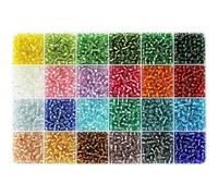 VOOMOLOVE Perline di vetro 6/0 circa 4300 pezzi 24 colori 4 mm kit di perline sfuse con scatola di plastica a 24 griglie per la creazione di gioielli