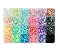 VOOMOLOVE Perline di vetro 6/0 Circa 4300 pezzi 24 colori 4 mm Kit di perline sfuse per braccialetti con scatola di plastica a 24 griglie per la creazione di gioielli