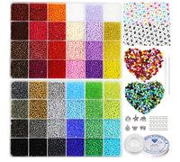 VOOMOLOVE Perline in vetro da 3 mm, 48 colori totali circa 18800 pezzi, kit di perline 8/0 piccole perline per braccialetti con scatola a 24 scomparti per la creazione di gioielli