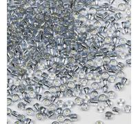 VOOMOLOVE Perline in vetro grigio chiaro 6/0, 110 grammi, circa 1600 pezzi, 4 mm, per realizzare orecchini, bracciali, ciondoli, gioielli in vita, perline fai da te fatte a mano (nucleo in argento