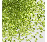 VOOMOLOVE Perline in vetro verde oliva 8/0, 110 grammi, circa 3500 pezzi, 3 mm, per realizzare orecchini, bracciali, ciondoli, gioielli in vita, perline fai da te fatte a mano (nucleo d'argento verde