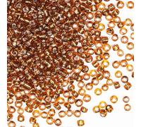 VOOMOLOVE Perline Semi Sfuse 110g (1600pz) 4mm 6/0 Perline di Vetro con Nucleo Argento Marrone per la Creazione di Gioielli