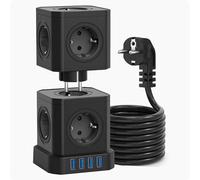 VOOMY 13-in-1 Ciabatta Multipresa Verticale con USB, Presa Staccabile con Cavo da 2M, Presa a Due Pezzi con Protezione da Sovratensione, Torretta Multipresa 2500W, Nero