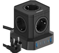 VOOMY 65W Ciabatta Multipresa USB C, 3 Caricatore USB C, 2 Caricatore A e 5 ingressi schuko, prolunga elettrica 2 Metri, con protezione da sovratensione 4000W, presa multipla con interruttore