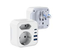 Voomy Adattatore da Viaggio per Inghilterra, Irlanda, Scozia, Malta, EAU, Adattatore Universale Pieghevole con 3250W, 2 USB-C e 2 USB-A, Tipo G
