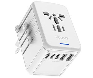 VOOMY Adattatore Universale da Viaggio 170+ paesi, Viaggio Accessori Utili con 1 ingresso plug universale, 2 USB-A e 3 porte USB-C, Adattatore Presa Inglese, Americana, Giappone, Australia ed Europa
