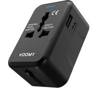 VOOMY Adattatore Universale da Viaggio, Presa Universale da Viaggio con 2 USB, Adattatore Presa Universale per 150+ Paesi, Spina Adattatore Americana Inglese Australiana Europa
