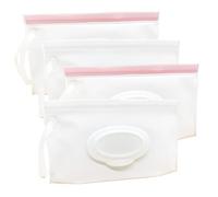 VOONGOR Custodia portatile ricaricabile per salviettine umidificate, porta salviette da viaggio riutilizzabili, contenitore leggero per salviette per pannolini lavabili (confezione da 4, bianco latte)