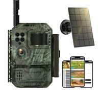 VOOPEAK 4G LTE - Fotocamera solare per selvaggina con scheda SIM, flusso illimitato, 1080P HD, con trasmissione del cellulare, telecamera per animali selvatici con sensore di movimento, visione
