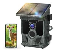 VOOPEAK Telecamera per selvaggina solare Wi-Fi, 4 K, 30 fps, 46 MP, telecamera per animali selvatici con sensore di movimento, visione notturna, angolo di rilevamento IP66, impermeabile per