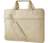 Voova Borsa per computer portatile 17 17,3 pollici, borsa a tracolla a 360°, impermeabile, antiurto, 17,3 beige, albicocca