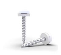 VOOXA Premium - 50 viti per davanzale, 3,9 x 22 mm, in acciaio inox A2, con disco in poliammide e tappi di copertura, colore bianco, RAL9016, per telai in alluminio e plastica, TX15