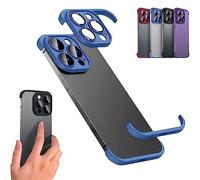 Vopetroy Luxury Corner Edge Pad Lens Protector for iPhone 14/13/12 PRO Max, Case And Camera Lens Protector with Silicone Bumper, Frameless Slim/Ultra-Thin Lightweight Case (for iPhone 13ProMax, Blue)