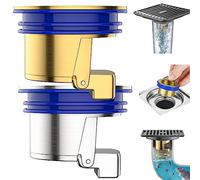 Vopetroy Toilet Floor Drain Deodorizing Core, Backflow Preventer Sewer Core Anti-Odor Plug, Floor Strainer Filter Plug Sewer Core, Drain Stopper Bathroom Tub Drainage Fast (Copper + Plating)