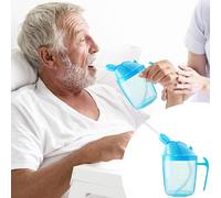VOPHIA Bicchiere per bevande per adulti disabili, convalescente senza fuoriuscite con cannuccia per anziani maternità, zuppa di porridge, 350 ml (blu)
