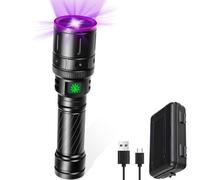 VOPHICHO Torcia UV da 365 nm, Ricaricabile USB Luce UV Lampada di Wood, Lampada UV LED Portatile Torcia Ultravioletti per resina, macchie, banconote, urina di animali domestici - Luce nera 365nm 30W