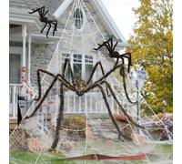 VOPIWOZ Ragno Gigante Halloween, Ragno Peluche, 1 Pezzo Ragno Gigante Marrone di 125cm, 2 Pezzi Ragno Nero da 50cm, Halloween Decorazioni Horror per Halloween Party, Carnevale