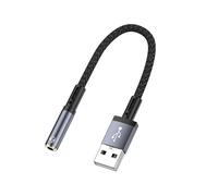 VOQGHTU Adattatore USB a 3,5 mm per la connessione senza problemi con laptop, desktop, alloggiamento in lega di alluminio, struttura solida, scheda audio esterna