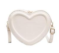 VOQGHTU Borsa a tracolla, piccola borsa a tracolla, a forma di cuore, per carnevale, da donna, graziosa piccola borsa a tracolla, borsa a tracolla da donna, San Valentino, a forma di cuore, beige.