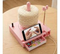 VOQGHTU Organizer per uncinetto con supporto per cellulare, scatola per bobine di filo rimovibile e organizer per accessori a uncinetto, macchina per maglieria per adulti, avvolgicavo, accessori per