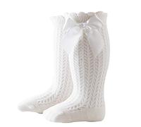 Voracale Bambina Principessa Calzini Calzini Eleganti con Pizzo Calzini Bambini Calze Neonati Cotone Conforto Calze Bambina Lunghe Calzi Bambina Battesimo Calzi Carini (Bianco, 1-2 anni)