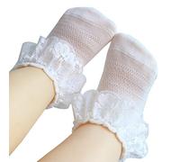 Voracale Bambina Principessa Calzini Eleganti con Pizzo Calze Bambina Corte Calzini Bambini Calze Neonati Cotone Conforto Calzini Maglia Cotone Calzini di Pizzo (Bianco, 6-12 mesi)