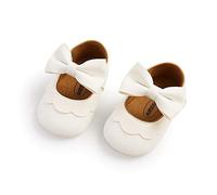 Voracale Scarpe da Principessa per Bambina Sandali da Bambina Chiusi Scarpine Battesimo Neonata Scarpe Bambina Elegante Scarpine Antiscivolo Neonato Scarpe Basse Casuali Scarpe (Bianco, 6-12 mesi)