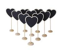 VORCOOL, 10 mini lavagnette in legno a forma di cuore, con base per feste e ricevimenti